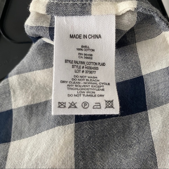 NWOT Theory cotton plaid camp shirt, navy plaid size L - Picture 7 of 8